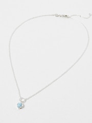 Oliver Bonas Blue Dara Opalite Loop Drop Silver Plated Pendant Necklace - Image 1 of 4