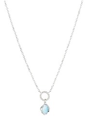 Oliver Bonas Blue Dara Opalite Loop Drop Silver Plated Pendant Necklace - Image 2 of 4