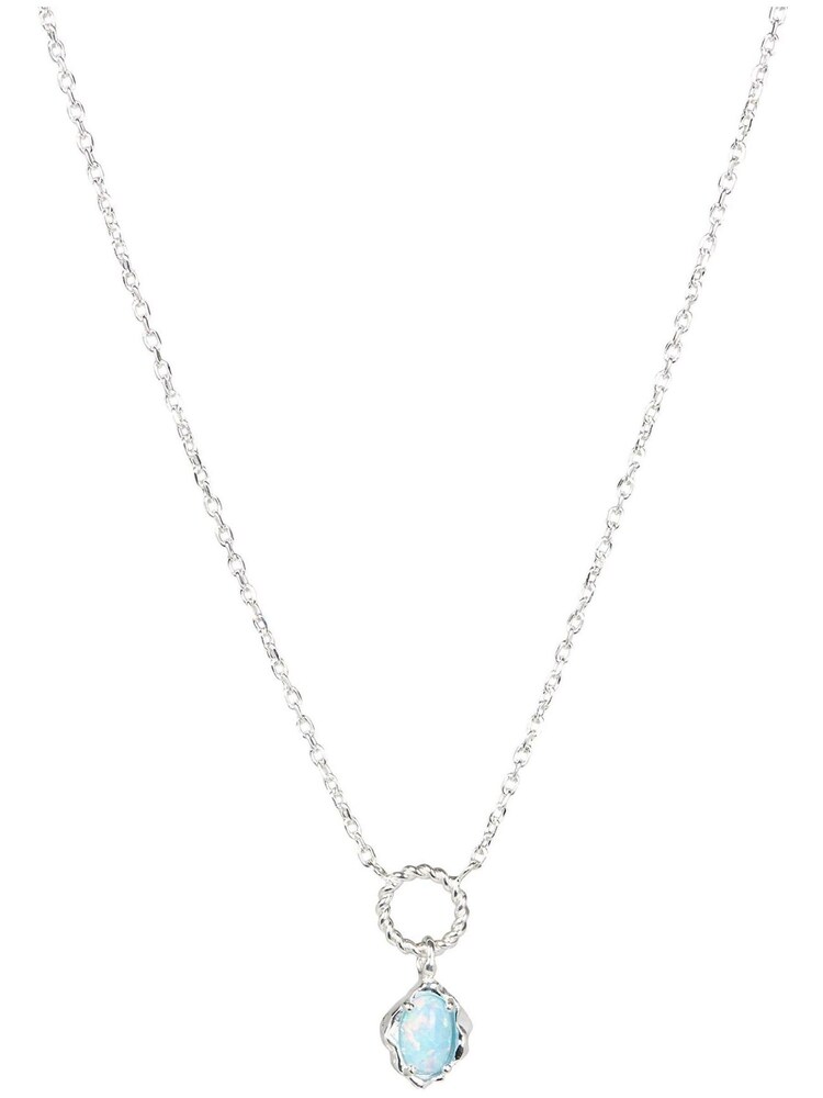 Oliver Bonas Blue Dara Opalite Loop Drop Silver Plated Pendant Necklace - Image 2 of 4
