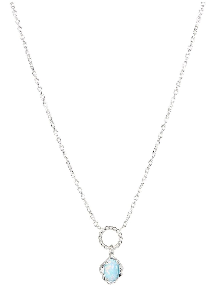 Oliver Bonas Blue Dara Opalite Loop Drop Silver Plated Pendant Necklace - Image 2 of 4 Oliver Bonas Blue Dara Opalite Loop Drop Silver Plated Pendant Necklace - Image 2 of 4