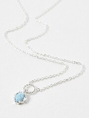 Oliver Bonas Blue Dara Opalite Loop Drop Silver Plated Pendant Necklace - Image 3 of 4