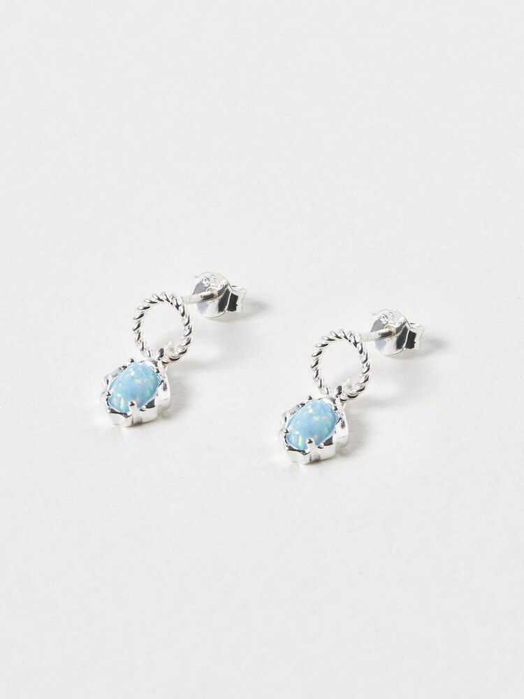 Oliver Bonas Blue Dara Opalite Loop Silver Plated Drop Earrings - Image 2 of 5 Oliver Bonas Blue Dara Opalite Loop Silver Plated Drop Earrings - Image 2 of 5