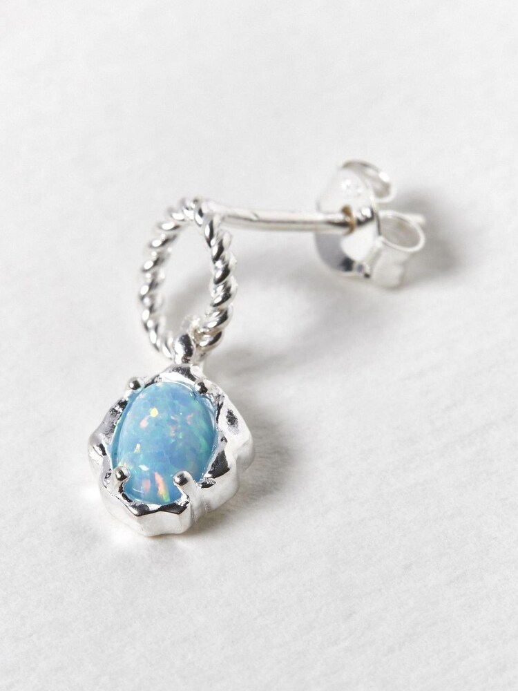 Oliver Bonas Blue Dara Opalite Loop Silver Plated Drop Earrings - Image 5 of 5 Oliver Bonas Blue Dara Opalite Loop Silver Plated Drop Earrings - Image 5 of 5