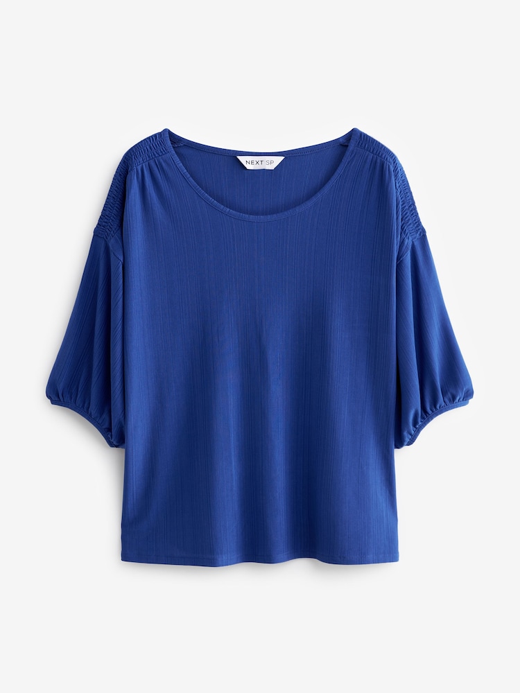 Blue Slinky Ribbed Colbalt Blouse - Image 1 of 1