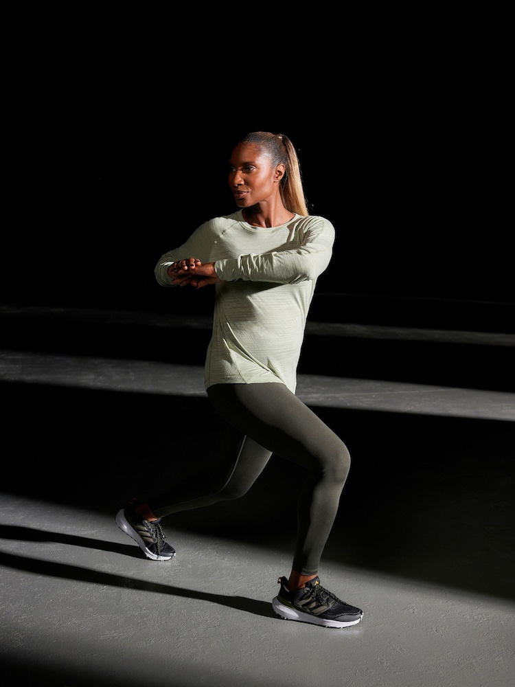 Sage Green Active Lightweight Stitch Detail Long Sleeve Top - Image 2 of 6