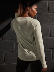 Sage Green Active Lightweight Stitch Detail Long Sleeve Top - Image 3 of 6