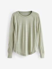 Sage Green Active Lightweight Stitch Detail Long Sleeve Top - Image 5 of 6