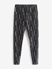 Black/White Geometric Black Active High Rise Sports Sculpting Leggings - Image 5 of 6