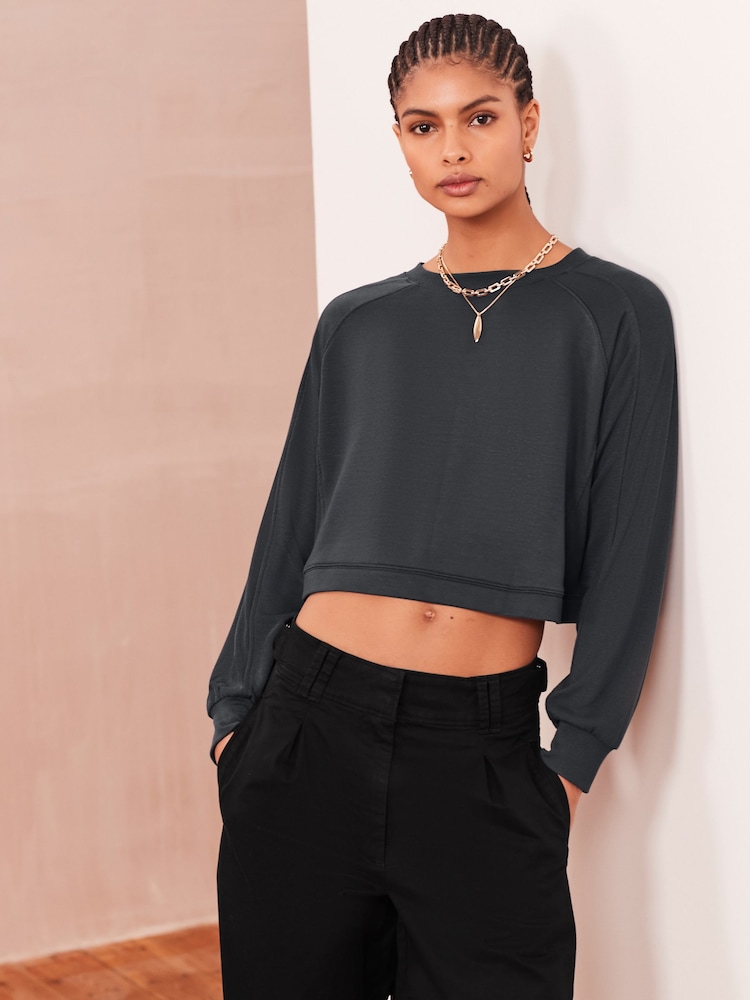 Slate Grey Soft Touch Raglan Sleeve Sweatshirt - Image 1 of 6