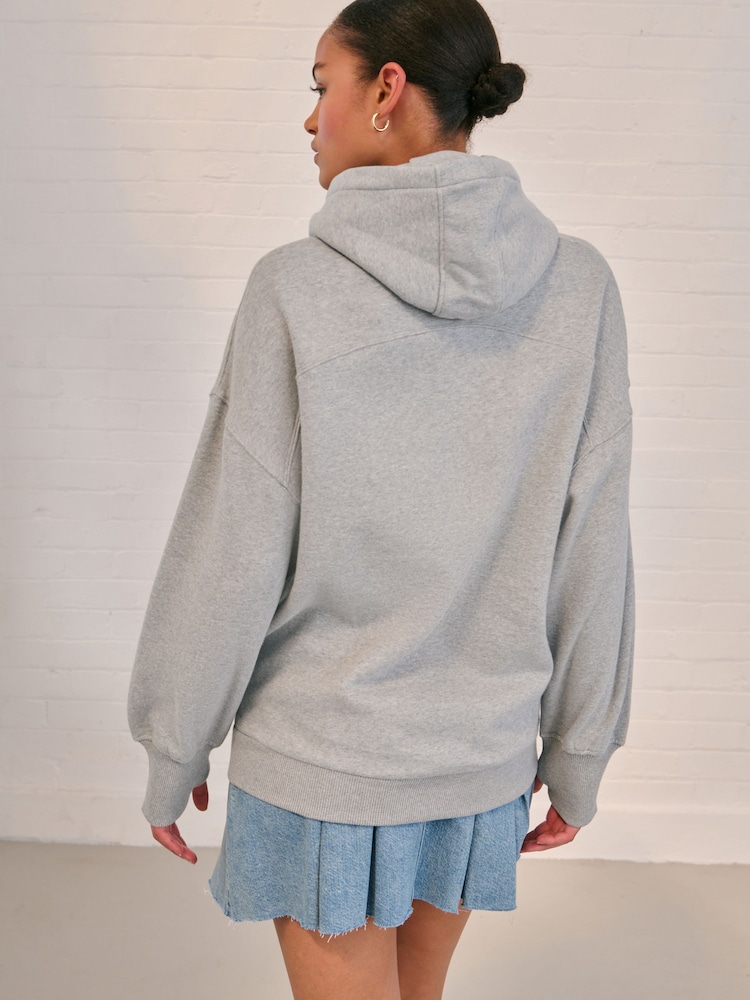 Grey Marl New York City Graphic Oversized Relaxed Fit Active Longline Overhead Hoodie - Image 2 of 6