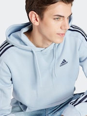 adidas Light Sky Blue Essentials Fleece 3-Stripes 100% Cotton Hoodie - Image 5 of 7