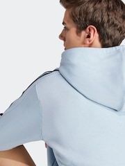 adidas Light Sky Blue Essentials Fleece 3-Stripes 100% Cotton Hoodie - Image 6 of 7