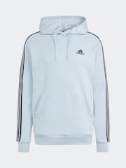 adidas Light Sky Blue Essentials Fleece 3-Stripes 100% Cotton Hoodie - Image 7 of 7