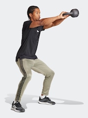 adidas Green 100% Cotton Train Essentials 3-Stripes Training Joggers - Image 4 of 7