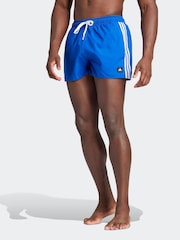 adidas Blue 3-Stripes CLX Very Short Length Swim Shorts - Image 1 of 6