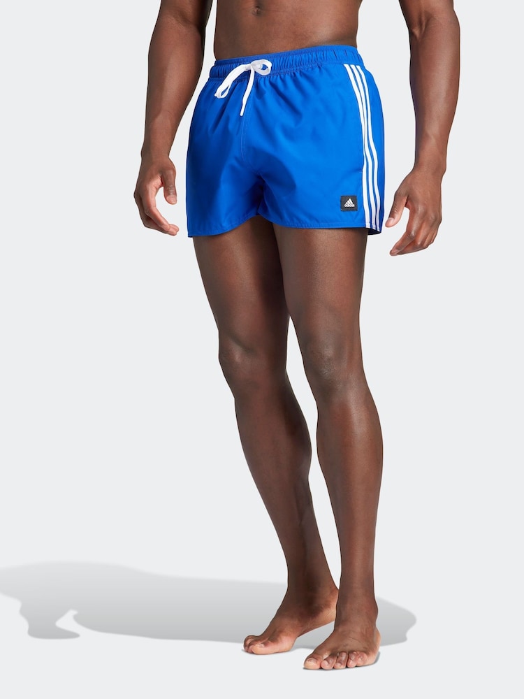 adidas Blue 3-Stripes CLX Very Short Length Swim Shorts - Image 1 of 6