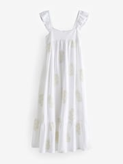 White Embroidered Jersey Midi Dress - Image 6 of 7