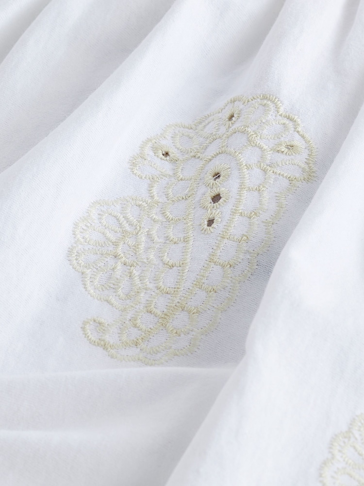 White Embroidered Jersey Midi Dress - Image 7 of 7