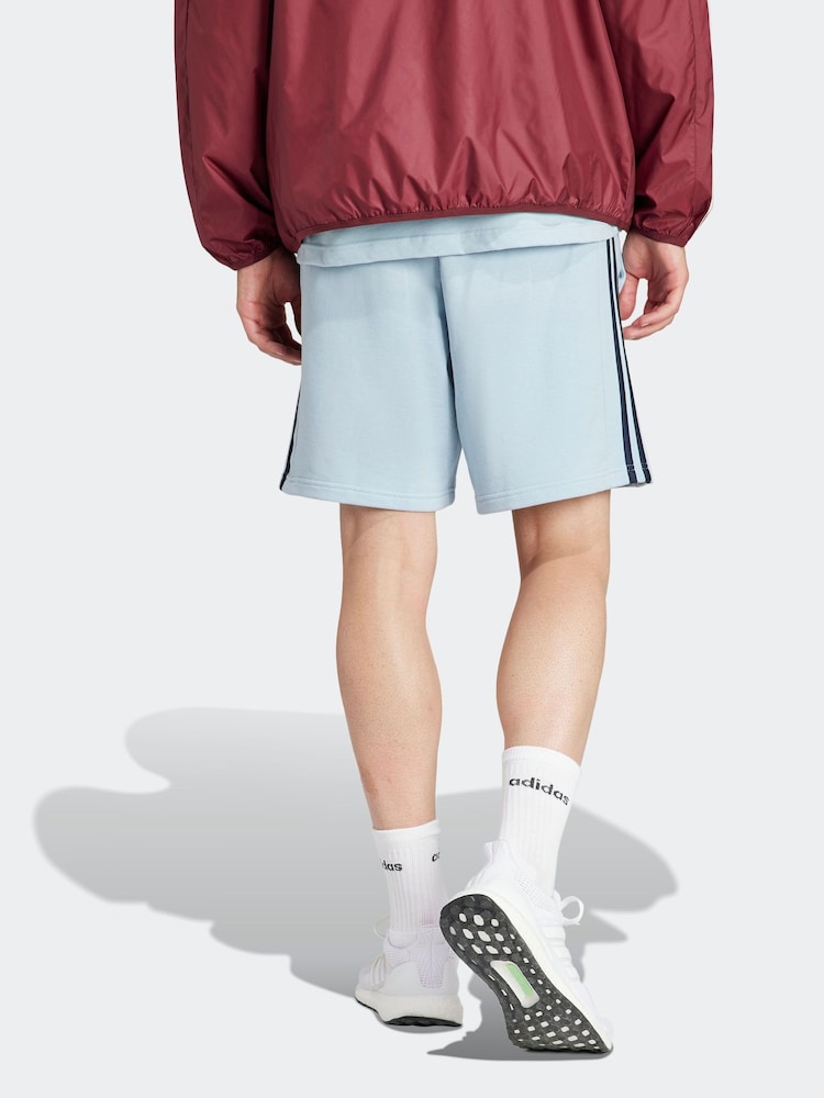 adidas Blue Sportswear Essentials French Terry 3-Stripes Shorts - Image 2 of 6