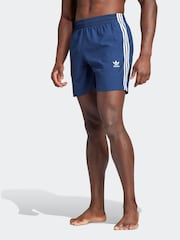 adidas Blue Originals Adicolor 3 Stripes Swim Shorts - Image 1 of 6