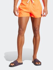 adidas Orange 3-Stripes CLX Very Short Length Swim Shorts - Image 1 of 1