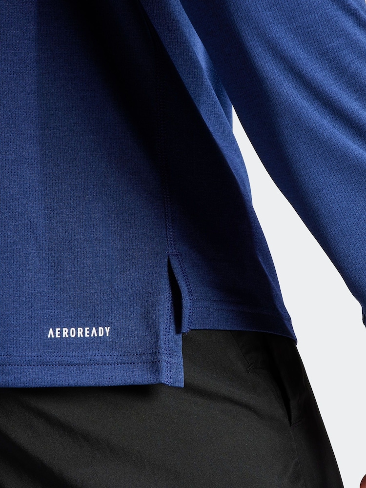 adidas Blue Train Essentials Training Long Sleeve Sweatshirt - Image 7 of 7