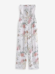 White Floral Multiway Halter-Tie Bandeau Wide Leg Jumpsuit - Image 5 of 6