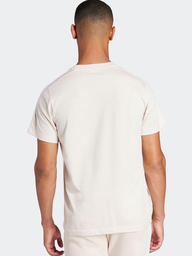 adidas Cream Essentials Single Jersey 3-Stripes 100% Cotton T-Shirt - Image 2 of 8