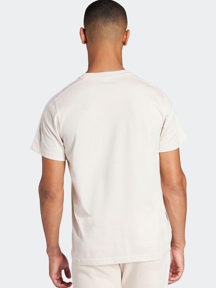 adidas Cream Essentials Single Jersey 3-Stripes 100% Cotton T-Shirt - Image 2 of 8 adidas Cream Essentials Single Jersey 3-Stripes 100% Cotton T-Shirt - Image 2 of 8