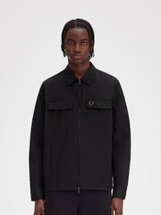 Fred Perry Zip Through Lightweight Black Overshirt - Image 1 of 7