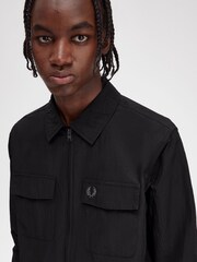 Fred Perry Zip Through Lightweight Black Overshirt - Image 4 of 7