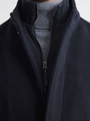 Reiss Navy Dam Wool Removable Insert Longline Coat - Image 4 of 5