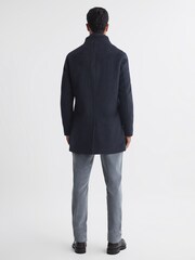 Reiss Navy Dam Wool Removable Insert Longline Coat - Image 5 of 5