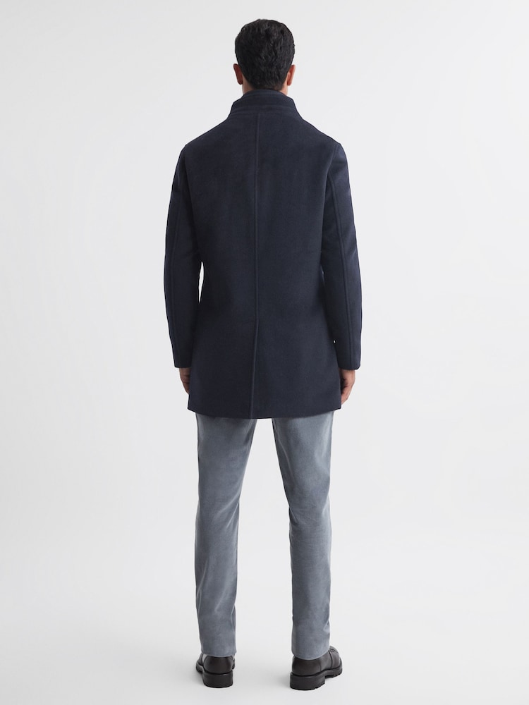 Reiss Navy Dam Wool Removable Insert Longline Coat - Image 5 of 5