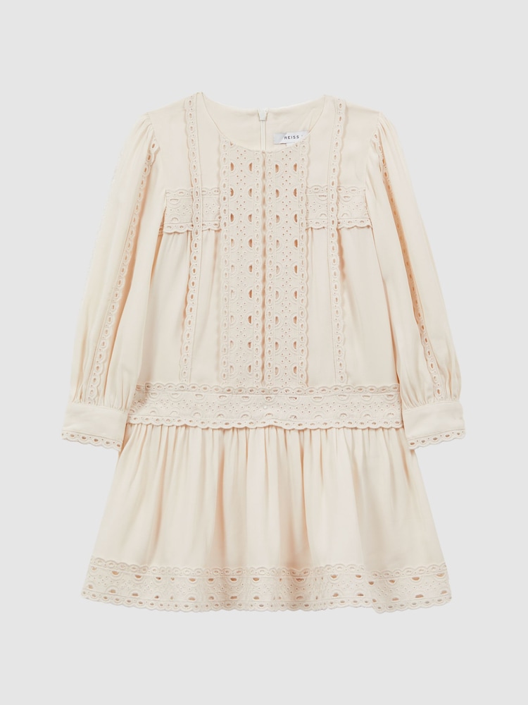 Reiss Ivory Tavi 9-14 yrs Long Sleeve Lace Dress - Image 2 of 6