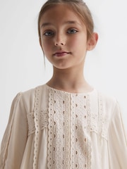 Reiss Ivory Tavi 9-14 yrs Long Sleeve Lace Dress - Image 4 of 6