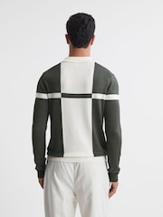 Reiss Gunmetal/Ecru Langland Slim Fit Colourblock Half-Zip Neck Jumper - Image 4 of 4