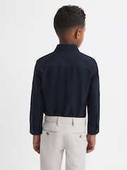 Reiss Navy Matis Senior Slim Fit Button Down Collar Motif Shirt - Image 4 of 5