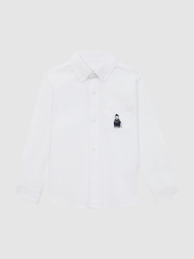 Reiss White Matis Senior Slim Fit Button Down Collar Motif Shirt - Image 2 of 6