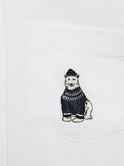 Reiss White Matis Junior Slim Fit Button Down Collar Motif Shirt - Image 6 of 6
