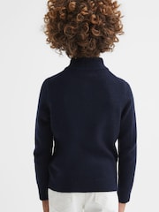 Reiss Navy Hubert 9-14 yrs Wool Motif Half-Zip Funnel Neck Jumper - Image 5 of 6