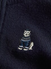 Reiss Navy Hubert 9-14 yrs Wool Motif Half-Zip Funnel Neck Jumper - Image 6 of 6