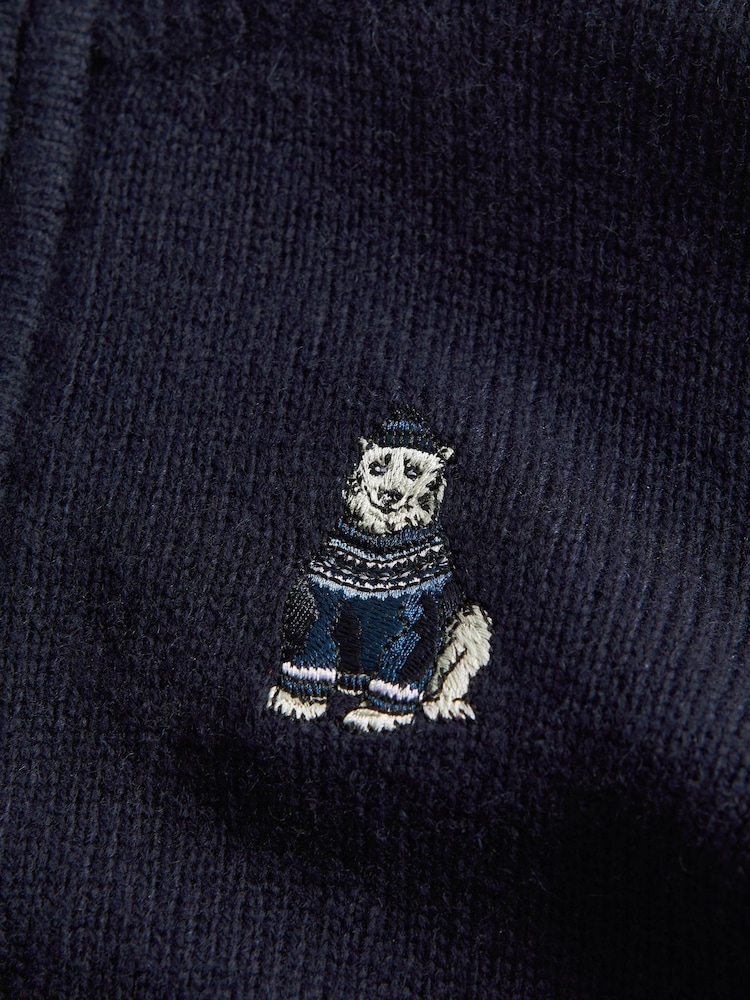 Reiss Navy Hubert 9-14 yrs Wool Motif Half-Zip Funnel Neck Jumper - Image 6 of 6