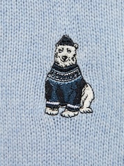 Reiss Soft Blue Hubert 3-9 yrs Wool Motif Half-Zip Funnel Neck Jumper - Image 5 of 5