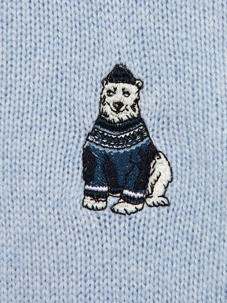 Reiss Soft Blue Hubert 3-9 yrs Wool Motif Half-Zip Funnel Neck Jumper - Image 5 of 5