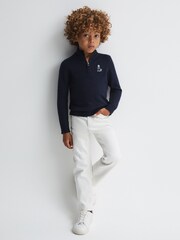 Reiss Navy Hubert 3-9 yrs Wool Motif Half-Zip Funnel Neck Jumper - Image 4 of 6