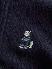 Reiss Navy Hubert 3-9 yrs Wool Motif Half-Zip Funnel Neck Jumper - Image 6 of 6