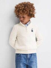 Reiss Ecru Hubert 3-9 yrs Wool Motif Half-Zip Funnel Neck Jumper - Image 3 of 6
