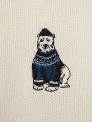 Reiss Ecru Hubert 3-9 yrs Wool Motif Half-Zip Funnel Neck Jumper - Image 6 of 6