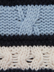 Reiss Ecru/Blue Littleton 3-9 yrs Cable Knitted Striped Jumper - Image 5 of 5